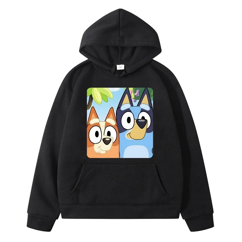 Blueys Anime Hoodie Sweatshirt Fleece Pullover Herbstjacke Blueys Dog Britische Cartoons Hoodies y2k Sudadera Kinderkleidung Mädchen 130 schwarz