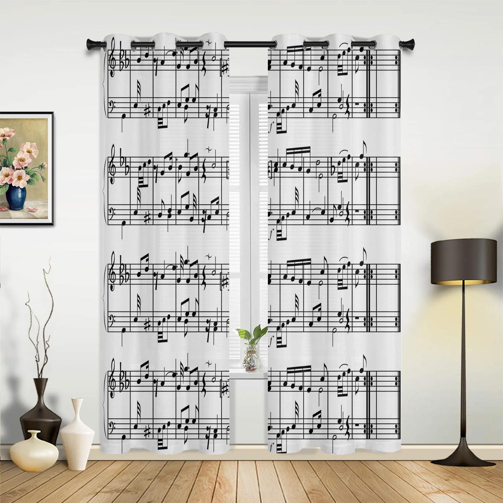Musikalische Noten Oktave Schönes Bild Gardinen Heimdeko Wohnzimmer Kinder Vorhänge Küche Schlafzimmer Vorhang Polyester Perfekt Für W100*H130(CM)-Grommet top&2PCS
