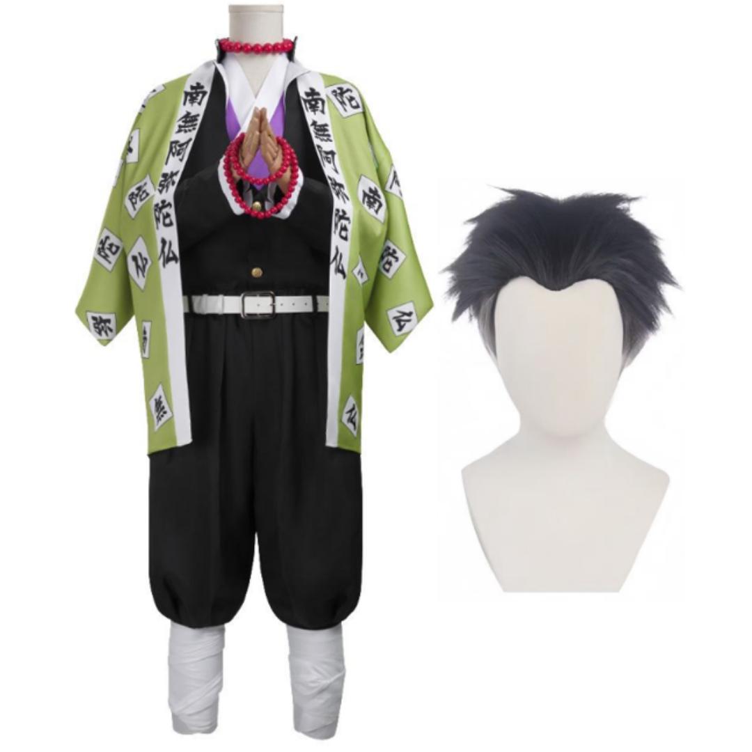 Anime Himejima Gyomei Cosplay Kostüm Mönch Druck Äußerer Umhang Perücke Team Uniform Armbänder Mann Halloween Karneval Anzug Mönch Druck M