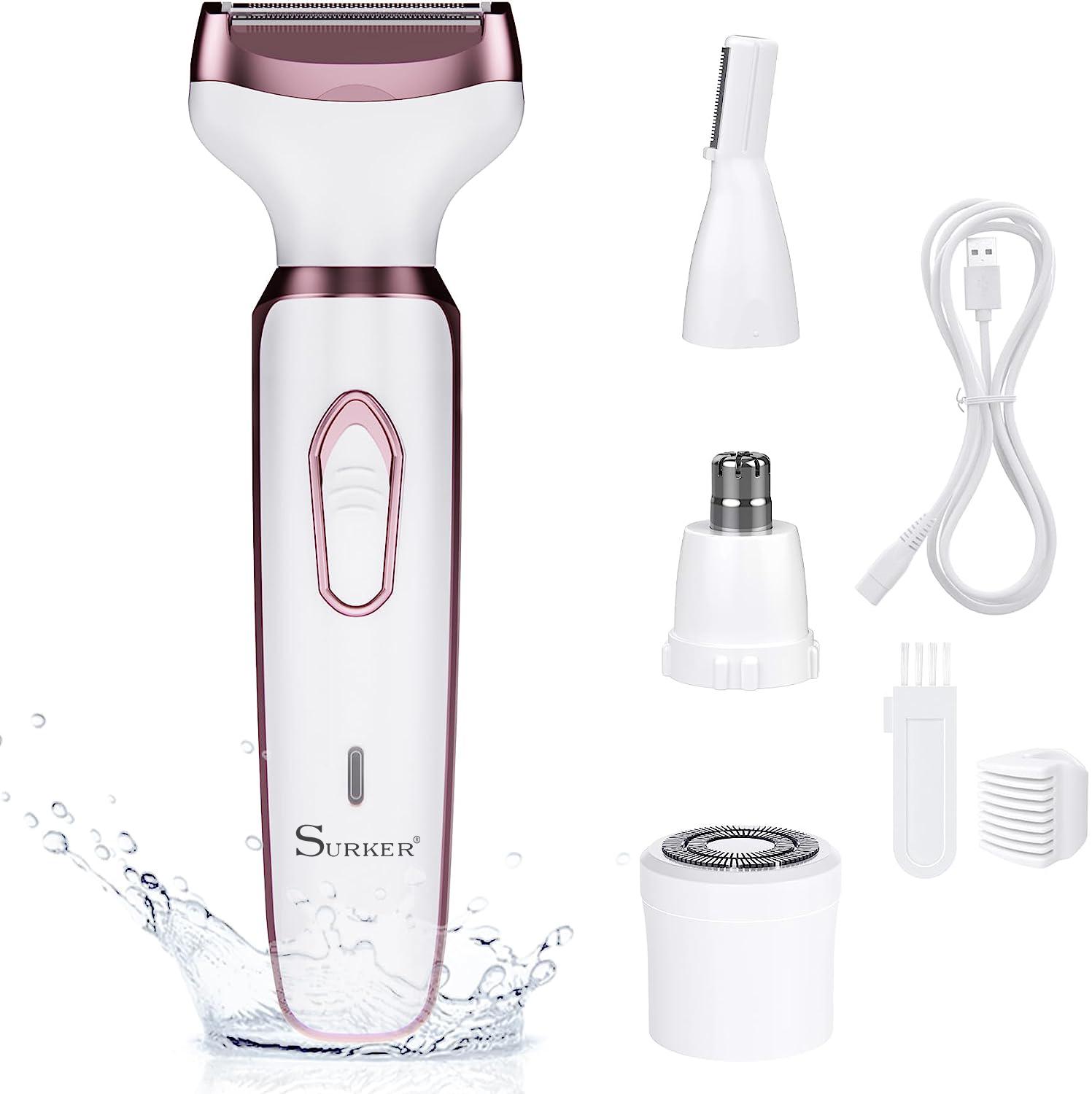 Elektrischer Rasierer für Frauen, Haarschneider für Gesicht, Nase, Augenbraue, Bart, Schnurrbart, Arm, Bein, Achselhöhle, Bikini, schmerzlos, tragbarer Körperrasierer-Set