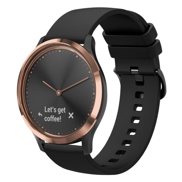 Für Garmin Vivomove HR Sport 20mm Einfarbiges Weiches Silikon Uhrenarmband For Garmin Vivomove HR Sport schwarz