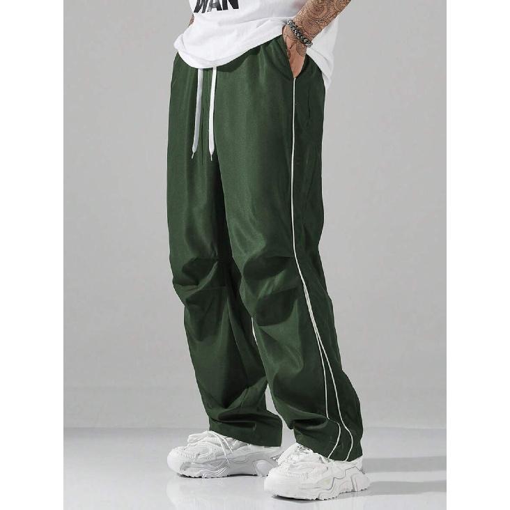 Frühling und Sommer Neue Retro-Funktionshose Raffinierte Hose Herren Sportliche Freizeit-Hose Hongkong-Stil Locker Gerade Hose Herren XL dunkelgrüne