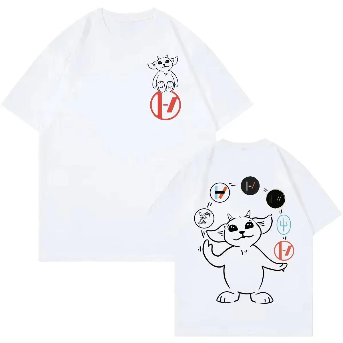 Twenty One Pilots T-Shirts Mode Rock Hip Hop Kurzarm Herren Damen Bekleidung Streetwear Übergroße Lockere T-Shirts S