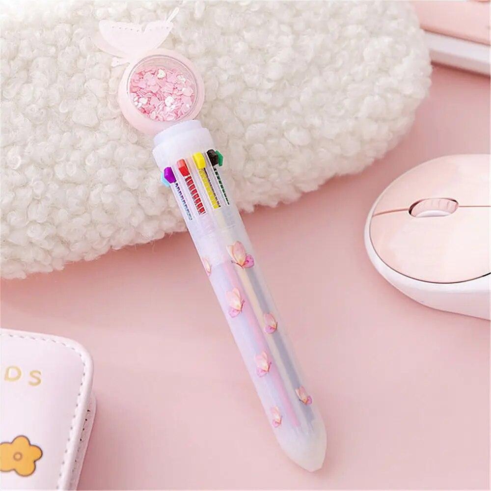 2 Teile/satz Nette Schmetterling Kugelschreiber Schule Bürobedarf Kugelschreiber Rollerball Stift Schreibwaren Geschenk rosa