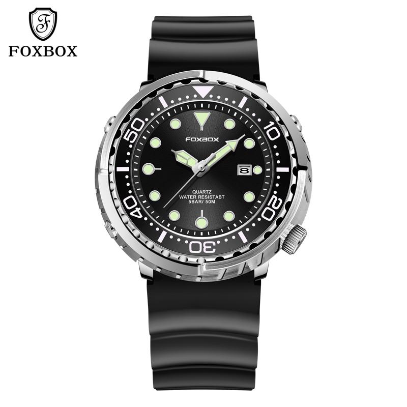 2022 LIGE Neue Luxus Männer Uhr FOXBOX Männer Uhr für Automatische Datum Wasserdicht Leuchtende Uhr Militär Sport Armbanduhr schwarz/silber