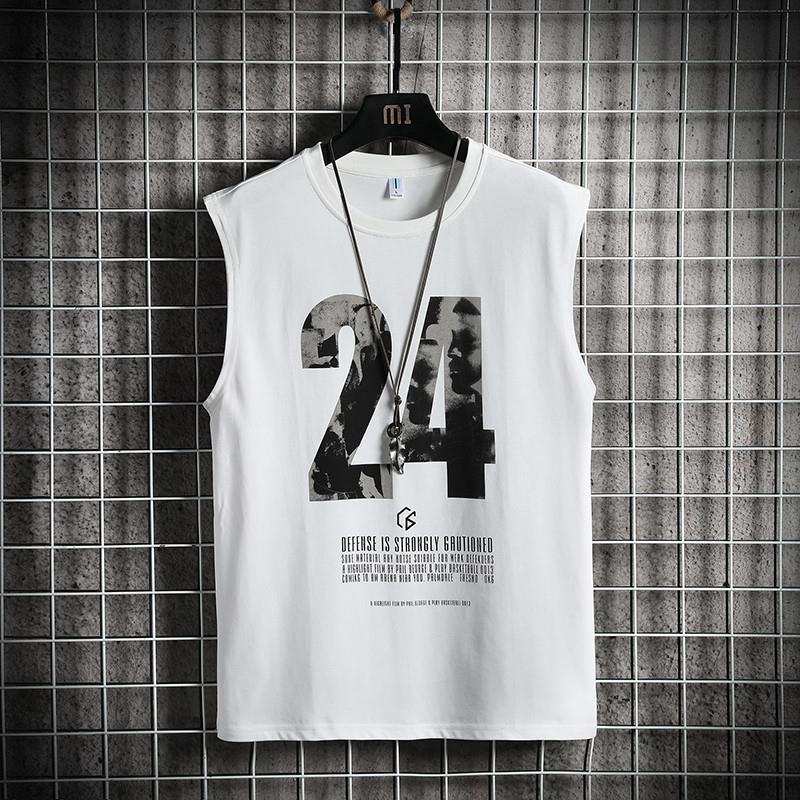 Sommer männer Casual Sport Weste Lose Trend Ärmelloses T-shirt Kleidung Unterhemd Weste Bodenbildung Shirt XL weiß