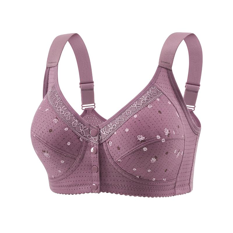 BHs aus Baumwolle mit Frontverschluss, Übergröße, bügelloses Bralette, Baumwoll-BH-Weste, Büstenhalter mit Frontschnalle, bequeme Unterwäsche, S-4XL 3XL gray