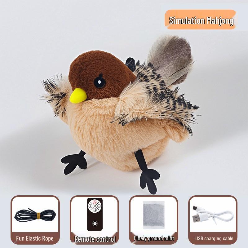 Ferngesteuertes Elektrisches Spatzen Katzenspielzeug - Interaktiver Selbstspiel-Flügel-Simulator für Katzen