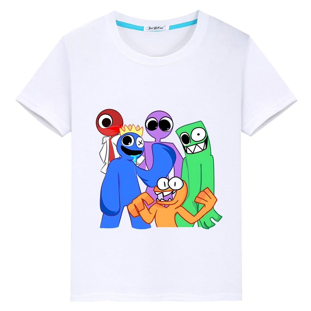 Regenbogen Freunde Kinder T-shirt 100 % Baumwolle kurze Tops Anime Print T-Shirts Jungen Mädchen Kleidung Sommer Casual Kawaii Kinder Kleidung 100 weiß