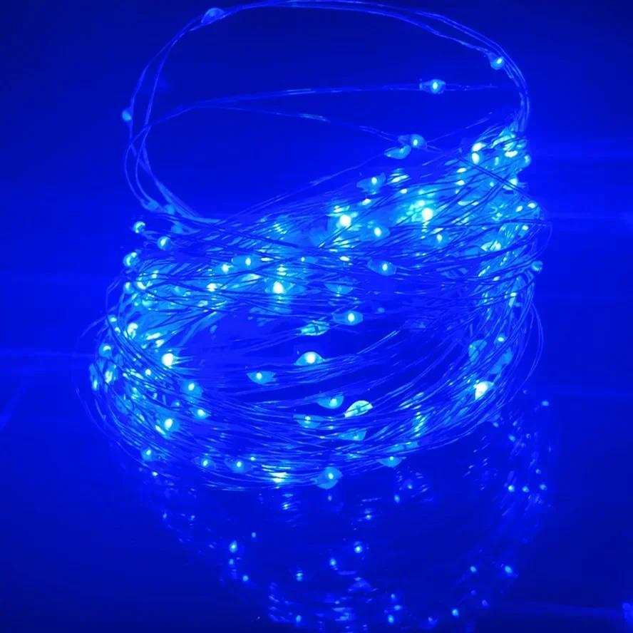 20m 10m Fernbedienung 8 Funktionen LED Lichterkette USB Lichterkette Weihnachtsgirlande Neujahr Hochzeitsfeier Gartendekoration 2M With Remote blau