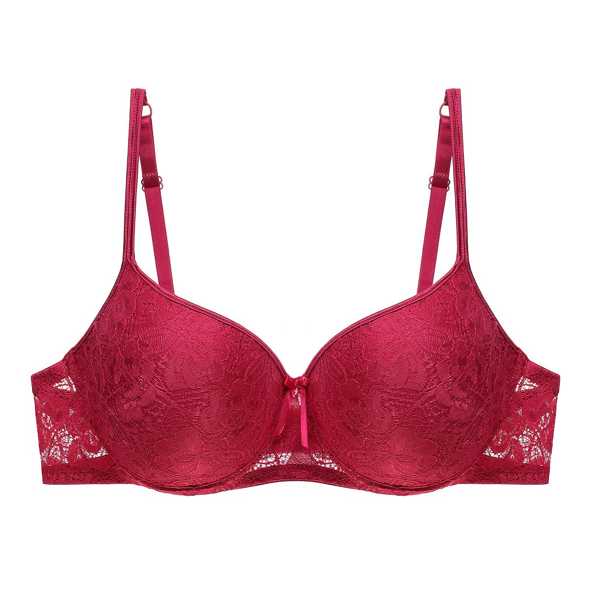Artdewred Sexy Push-Up-BH Plus Size Damen BH Büstenhalter Plunge Dessous BHs für Damen Unterwäsche 95C rot