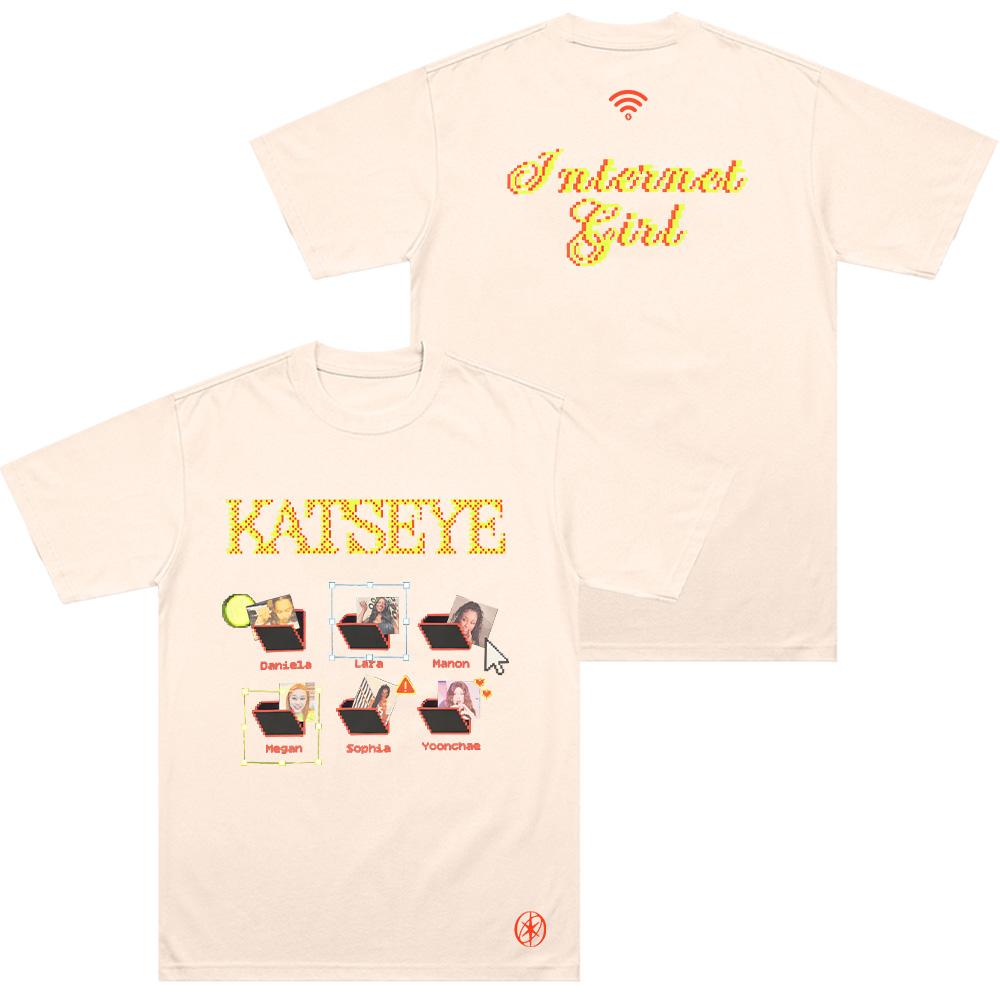 Internet Girl T-Shirt Katseye Merch T-Shirt Neutrale Mode Popmusik Kurzarm Sportbekleidung Shirt Cooles Sommer Baumwoll-T-Shirt XS sand