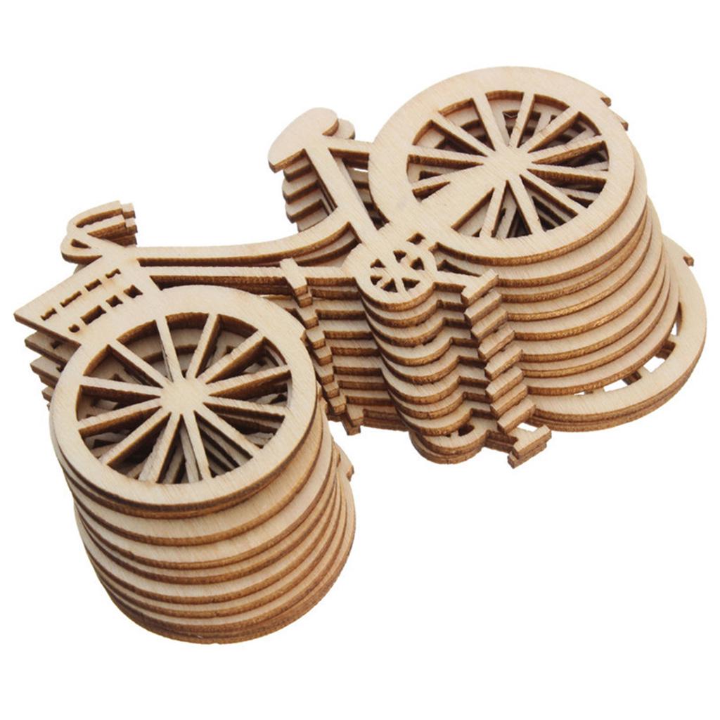 10 Stück Holz Fahrrad Fahrrad Ausschnitt Furniere Scheiben DIY Basteln Ornament Thema Hochz