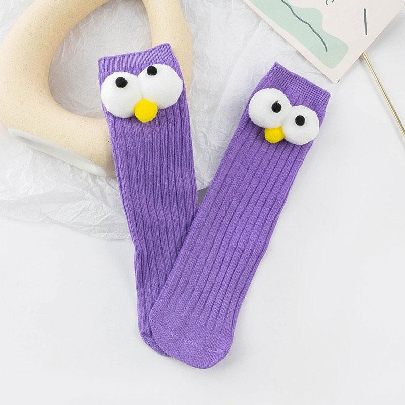 Kinder Socken Weiße Baumwolle Niedliche Cartoon Augen Socken Für Mädchen Anime Socken Kinder Streifen Socken Für Jungen violett