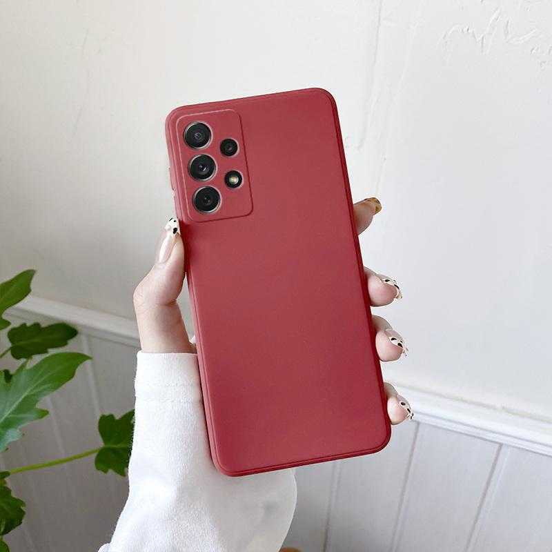 Candy Color Matte Silikon Quadrat Kamera Schutz Rückseite Hülle für Samsung Galaxy A52 A72 A32 4G 5G S22 Ultra Note 20 A13 A33 A53 A73 A22 A12 A51 Samsung Note 20 Ultra rot