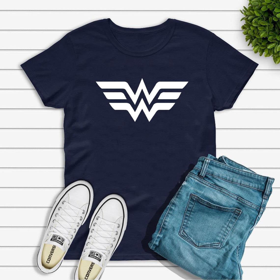 Wonder Frau T-Shirt Frauen Krieger T-Shirts Superhelden T-Shirt Frauen Power Shirts Muttertagsgeschenk Lässige T-Shirts Tops L navy blau