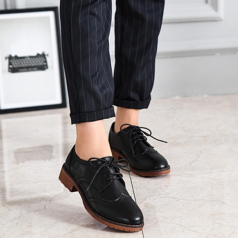 Mode ÜBERGRÖSSE 34-43 Brogue Oxford Schuhe Damen Flats Neu Frühling 2025 Mode Damenschuhe sapatos femininos sapatilhas zapatos mujer 41 schwarz