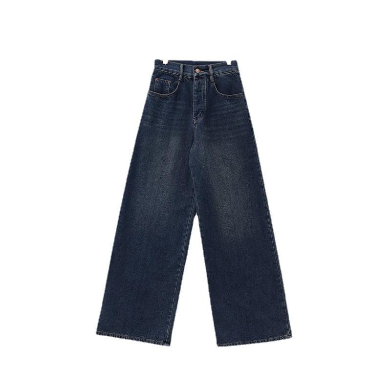 Retro-Baggy-Jeans mit weitem Bein, lockere Vintage-Jeanshose für Damen, gerade Hose in großen Größen L