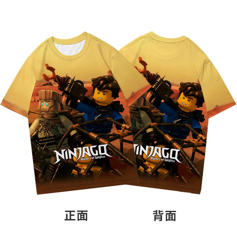 2025 MINISO Ninjago T-Shirt Cartoon Anime Druck Jungen und Mädchen T-Shirt im Sommer Neue Stil Street Trends Kinderkleidung Kurzarm 100 gold