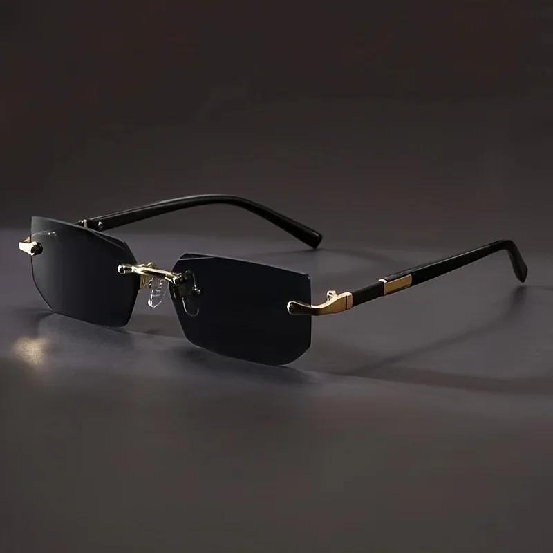 1 Stück Randlose Sonnenbrille Rechteckig Damen Herren Shades Klein Quadratisch Sonnenbrille Für Weiblich Männlich Strandurlaub Reise Brillen black