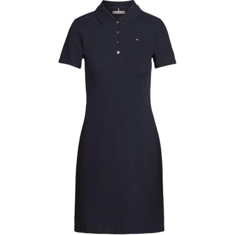 Tommy Hilfiger Logo Slim Fit Kurzarmkleid Damenkleider Blau WW0WW42048-DW5 L black