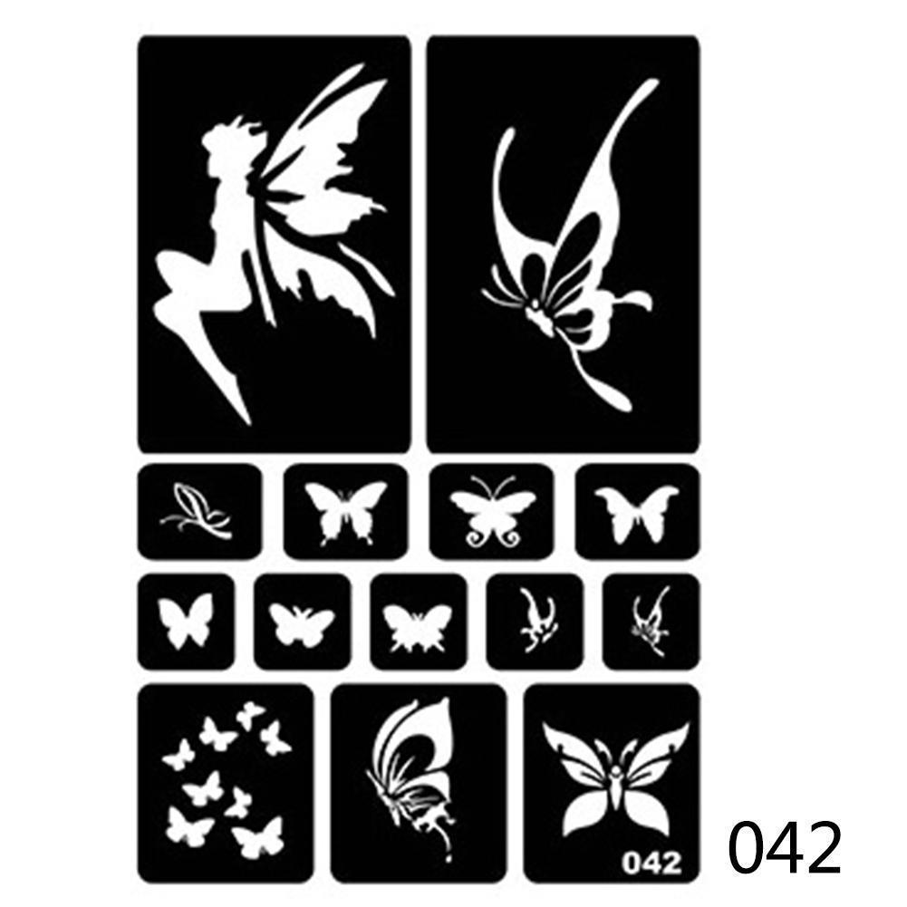 40 kleine Airbrush-Tattoo-Schablonen für Frauen und Kinder, Zeichnungsvorlage, Henna-Tattoo-Schablone zum Malen von Glitzer-Tattoos 42# gray