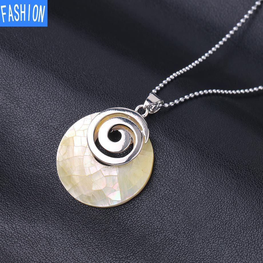 Europäische und amerikanische Damen-Nostalgie-Schneckenspirale-Symbol-Muschel-Halskette, kreative Kristall-Halskette yellow shell gray