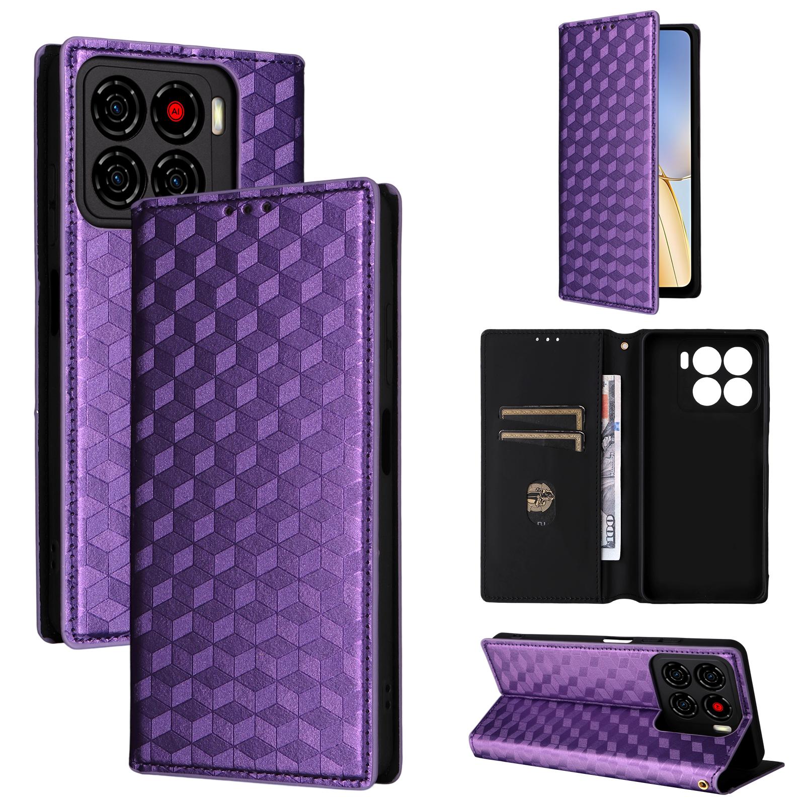 Flip Cover für ZTE Blade A56 PU-Leder Ganzkörperschutz [RFID-Blockierung] Handyhüllen Brieftaschenkoffer for ZTE Blade A56 violett