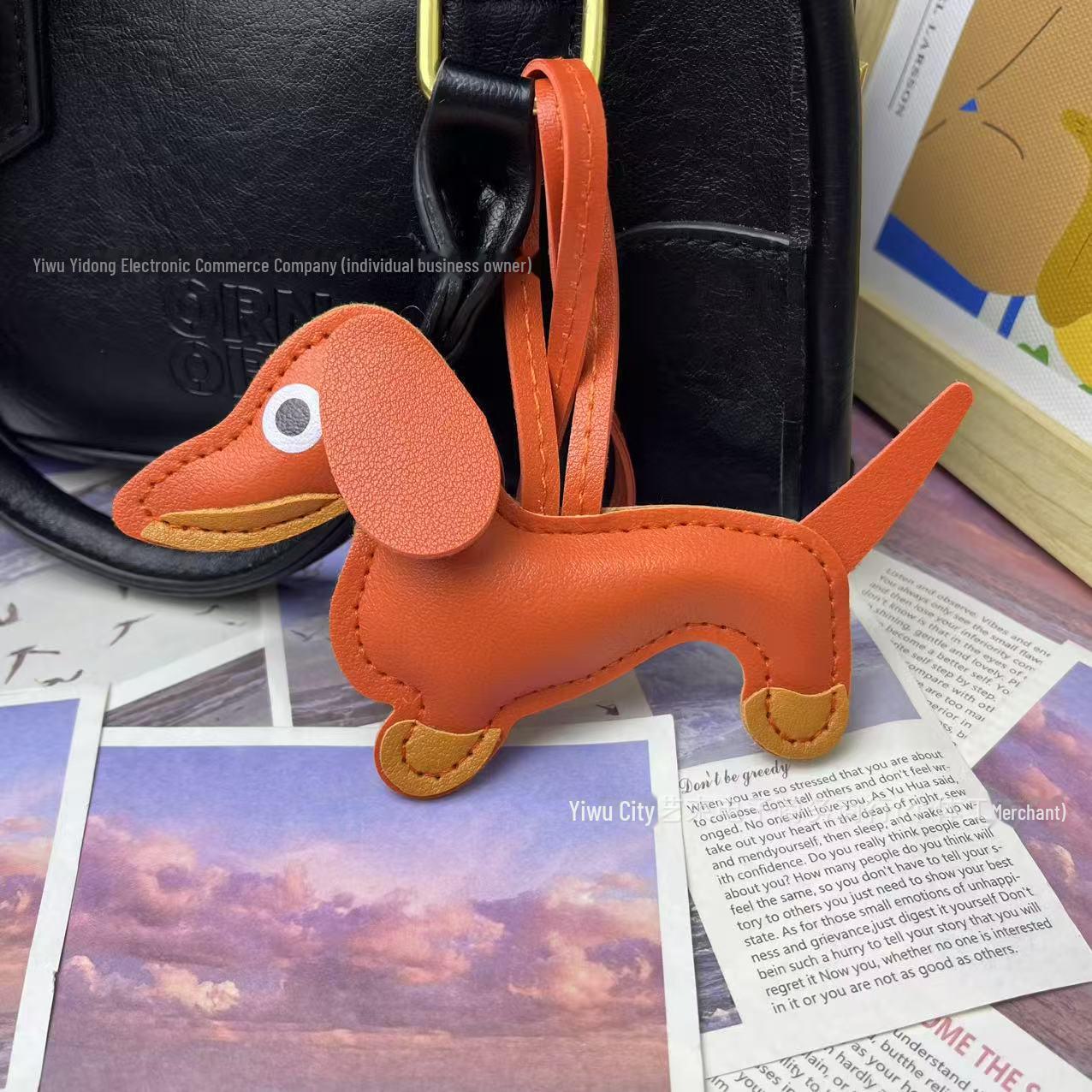 Dackel-Welpen-Schlüsselanhänger: Süßer Hundeanhänger für Taschen & Autos – Perfektes kreatives Geschenk orange