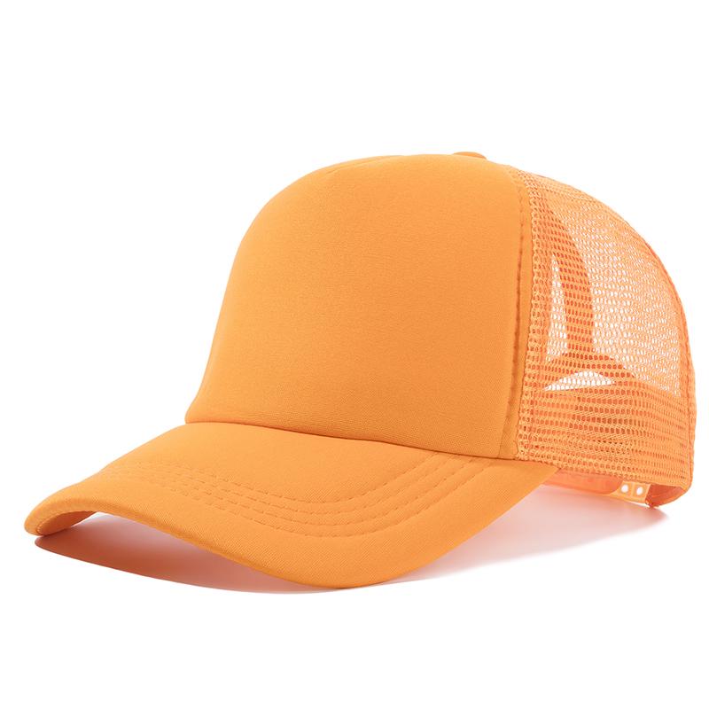 Unisex-Kappe, lässig, einfarbig, Mesh-Baseballkappe, verstellbare Snapback-Hüte für Damen und Herren, Hip-Hop-Trucker-Kappe 54cm-60cm orange