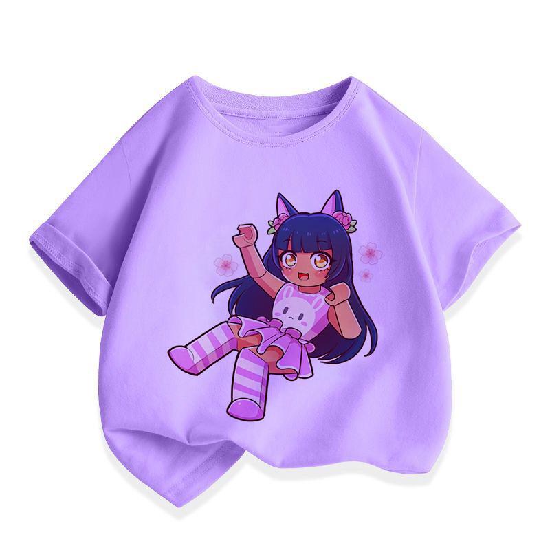 Aphmau T-Shirt Kawaii Aphmau T-Shirts Drucken Prinzessin Kinderkleidung Cartoon Anime Jungen Mädchen Shirt Katze Drucken Sommer Tops 11-12T(160cm)