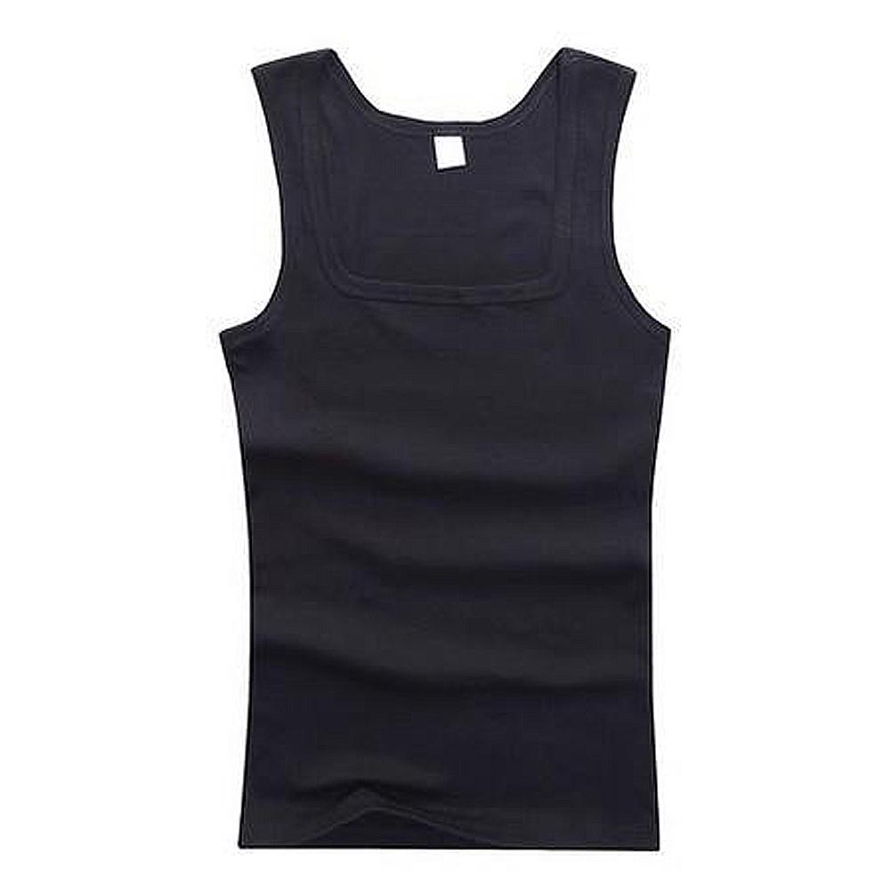Männer Muskelwesten Baumwolle Unterwäsche Ärmelloses Tank Top Solide Muskelweste Unterhemden Quadratischer Kragen Gymclothing Bodybuilding Tank Tops M schwarz