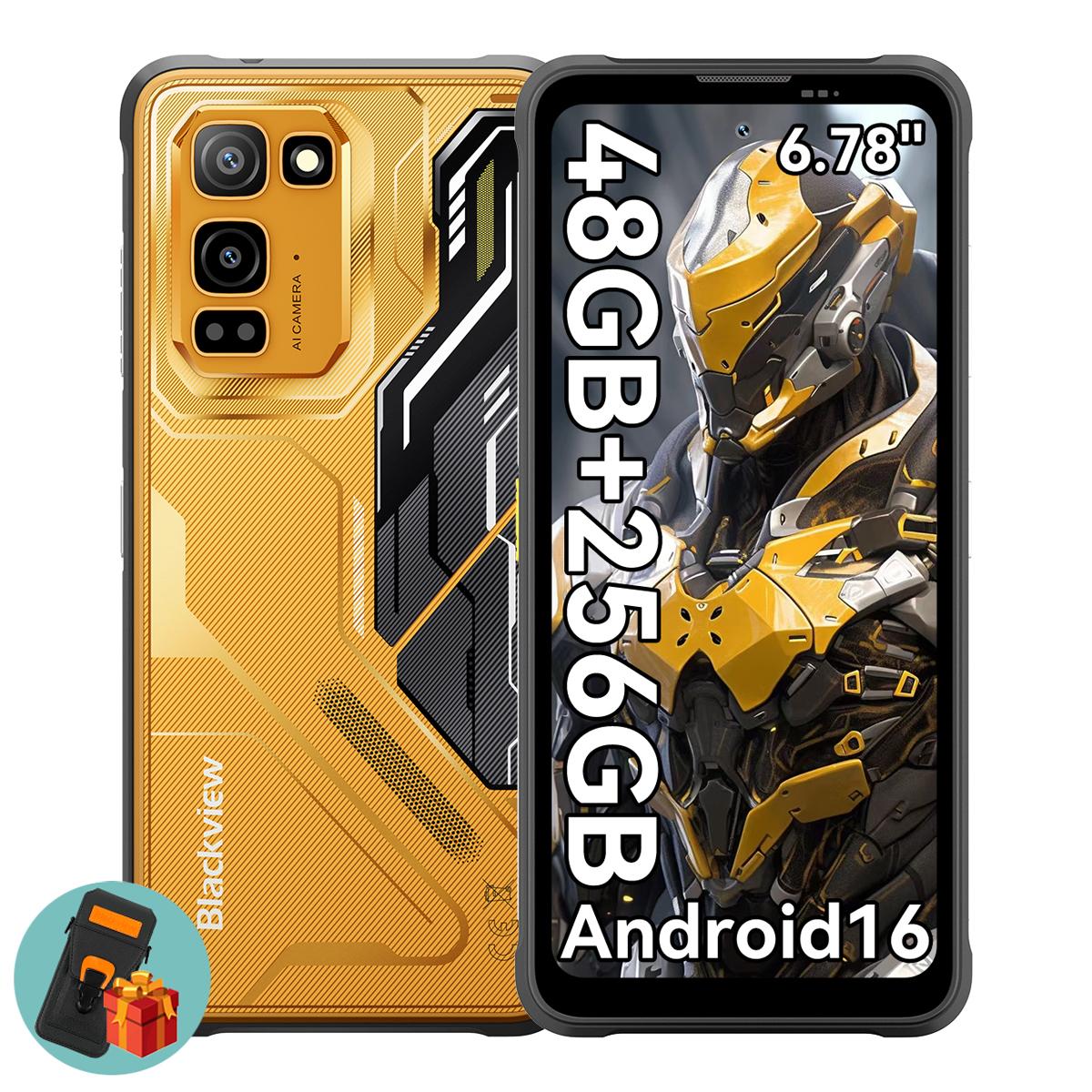 Blackview FORT 5 Robustes Android 16 Smartphone 108MP Kamera mit Nachtsicht 6,78 120Hz Display, 12GB RAM 256GB ROM, 5000mAh Akku, Dual-SIM, NFC Mobile + protective case gelb