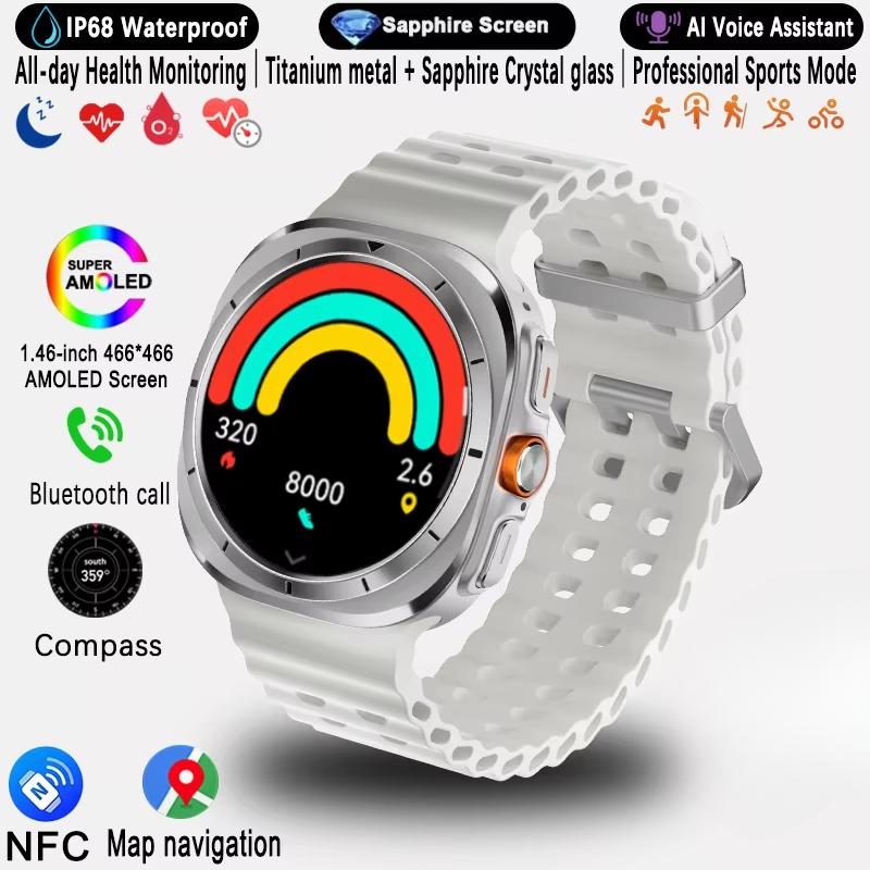 2025 Neue Uhr 7 Ultra GPS-Tracking Smartwatch Herren Amoled-Bildschirm Herzfrequenz Bluetooth-Anruf NFC Sport Smartwatch weiß