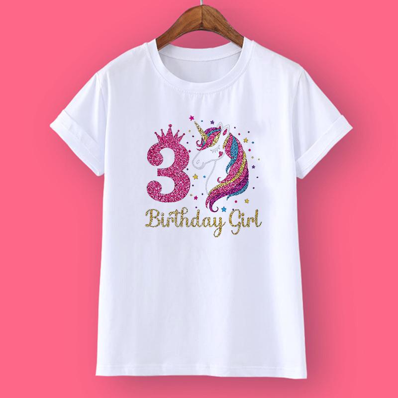 Einhorn-Geburtstags-Shirt, 1–12 Geburtstags-T-Shirt, wildes T-Shirt, Mädchen-Party-T-Shirt, Einhorn-Themen-Kleidung, Kinder-Geschenke, modische Tops, T-Shirt 100cm