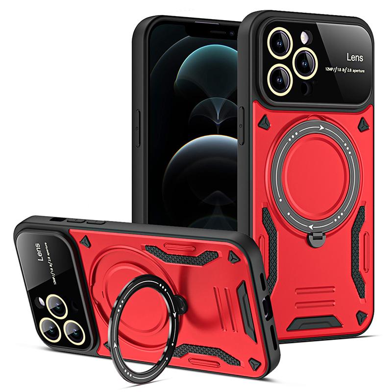 Stoßfeste Panzerhülle für Samsung Galaxy S25 S24 S23 S22 S21 FE S20 FE Magnetischer Ringständer Bumper Silikon Handy Rückseite Abdeckung Capa Galaxy S23 Ultra rot