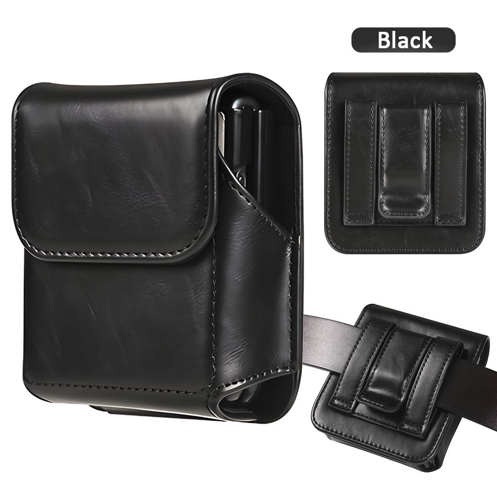 Handytasche aus echtem Leder für Samsung Z Flip 6 5 4 3 5G Herrenholster Gürtelclip-Abdeckung Hüfttasche für Moto Razr 40 Ultra P50 Pocket Universal schwarz
