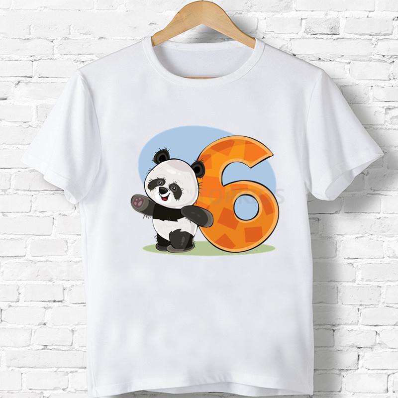Chlidren T-Shirt Jungen/Mädchen Alles Gute zum Geburtstag Panda Nummer 1-9 Bogendruck T-Shirt Baby Cartoon Lustiges T-Shirt Kinder Geschenk Kleidung 6T(130)