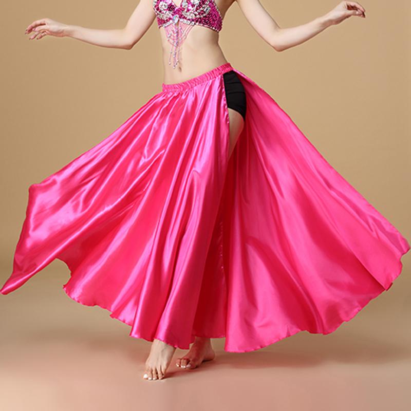 Performance Bauchtanzkostüm Saint-Rock 2-seitig geschlitzter Rock Sexy Damen Orientalischer Bauchtanzrock Damentanz Rock mit offenem Saum One size rose rot