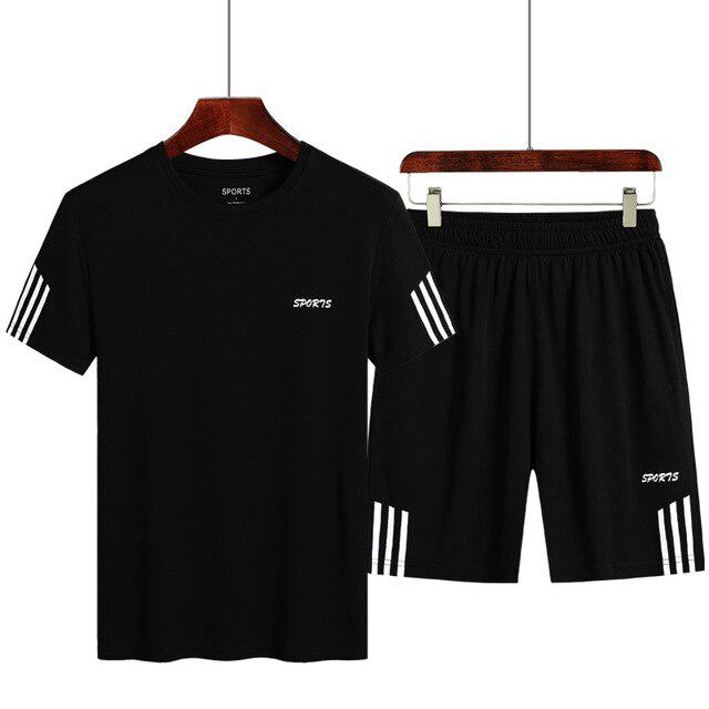 Herren-Trainingsanzug-Sportbekleidungsset, lässiges Lauf-Fitness-Zweiteiler-Set 9XL schwarz
