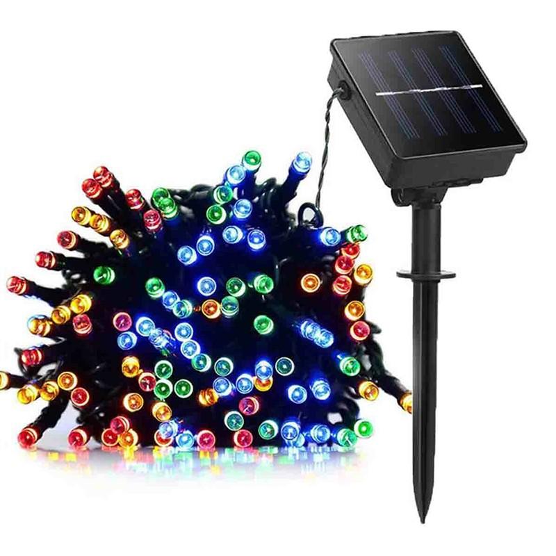 100LED Outdoor Led Solar Lichterketten Fee Licht Solar Girlande Lichter 8 Modus Garten Hochzeit Dekoration Wasserdicht 12m 100leds bunt