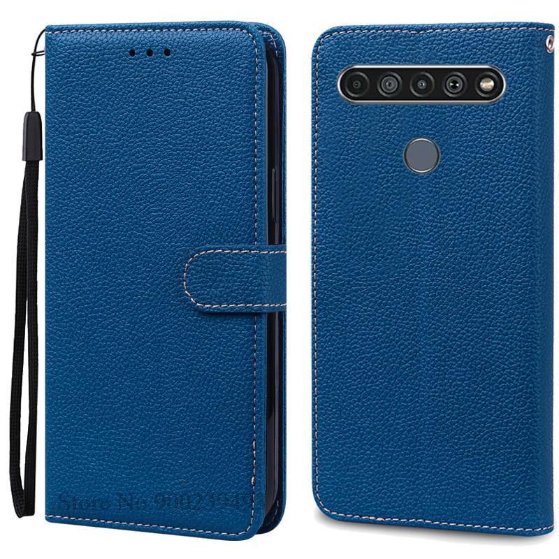 Für LG K61 Hülle Weiche Silikon Leder Brieftasche Flip Case Für LG K61 Hülle Coque Für Fundas LG K61 LGK61 K 61 Handyhüllen Schale for LG K61 navy blau