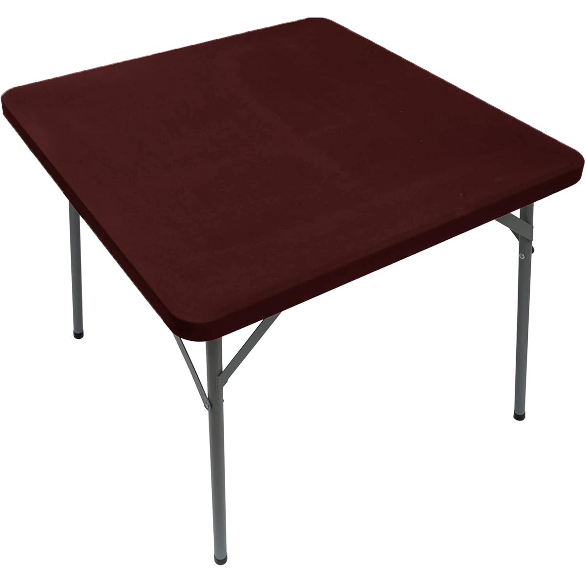 Quadratische Einbautischdecke, elastische Tischdecke für Esszimmer, Küche, Zuhause, Party, Stretch-Spandex-Tischdecke, Schonbezug bordeaux