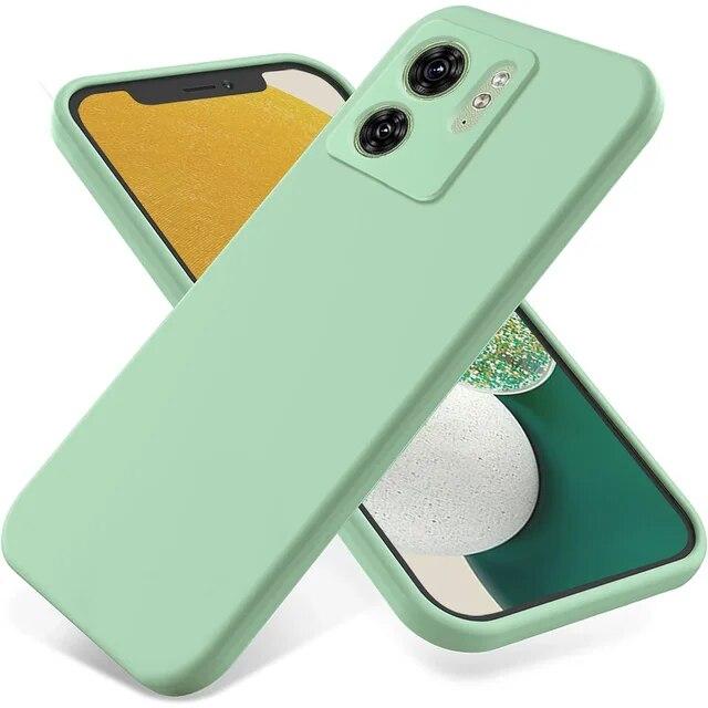 Echte flüssige Silikon-Handyhülle für Motorola Edge 40 Neo 40 Pro G14 G54 G84 Edge 30 Ultra G73 G53 G23 G13 G22 G32 G62 Softcover mit Riemen For Moto Edge 40 Neo grün