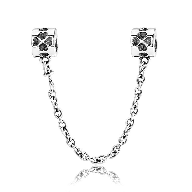 Schützen Sie das Armband vor dem Herunterfallen. Sicherheitskette für alle Arten von Stilen. S925 Sterling Silber Armband. DIY Zubehör. Perlen-Silberschmuck. white