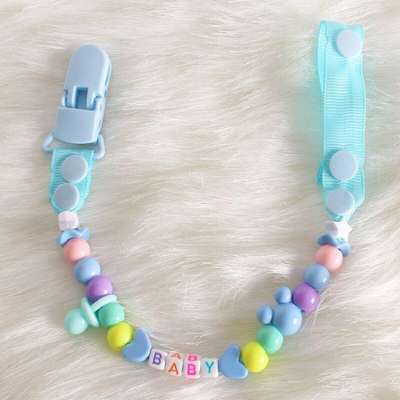 Baby Schnuller Clips Neugeborene Perlen Anti-verloren Kette Spielzeug Neugeborene Baby Dummy Schnuller Clips für Beißring Brustwarzen Zahnpflege blau