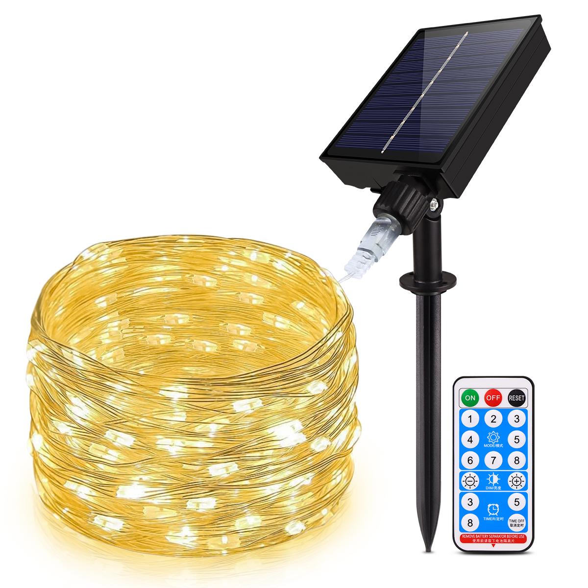 10M 20M 30M 50M 100M Schnellladung Solar LED Lichterkette Weihnachtsbeleuchtung Outdoor Garten Hochzeit Weihnachtsdekoration 10M black