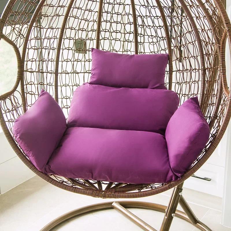 Hängesessel Hohe Qualität Rattan Eiersessel Gartenmöbel Hof Weiden Schaukelstuhl Kissen für Zuhause Terrasse Garten Liegestuhl 54X35cm violett