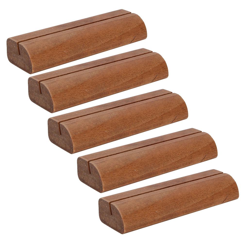 5Pcs Holz Visitenkarte Halter Foto Display Stand Hinweis Clamp Büro Zeichen In Liefert(Dunkle Farbe )