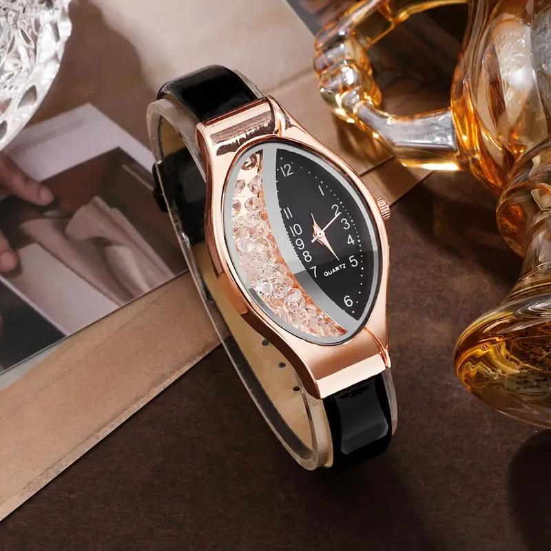 Elegante Quarz-Armbanduhr mit PU-Lederarmband & Legierungszifferblatt - Stoßfeste Armbanduhr, Analoganzeige, Elegante Casual/Dresswatch für den täglichen Gebrauch schwarz
